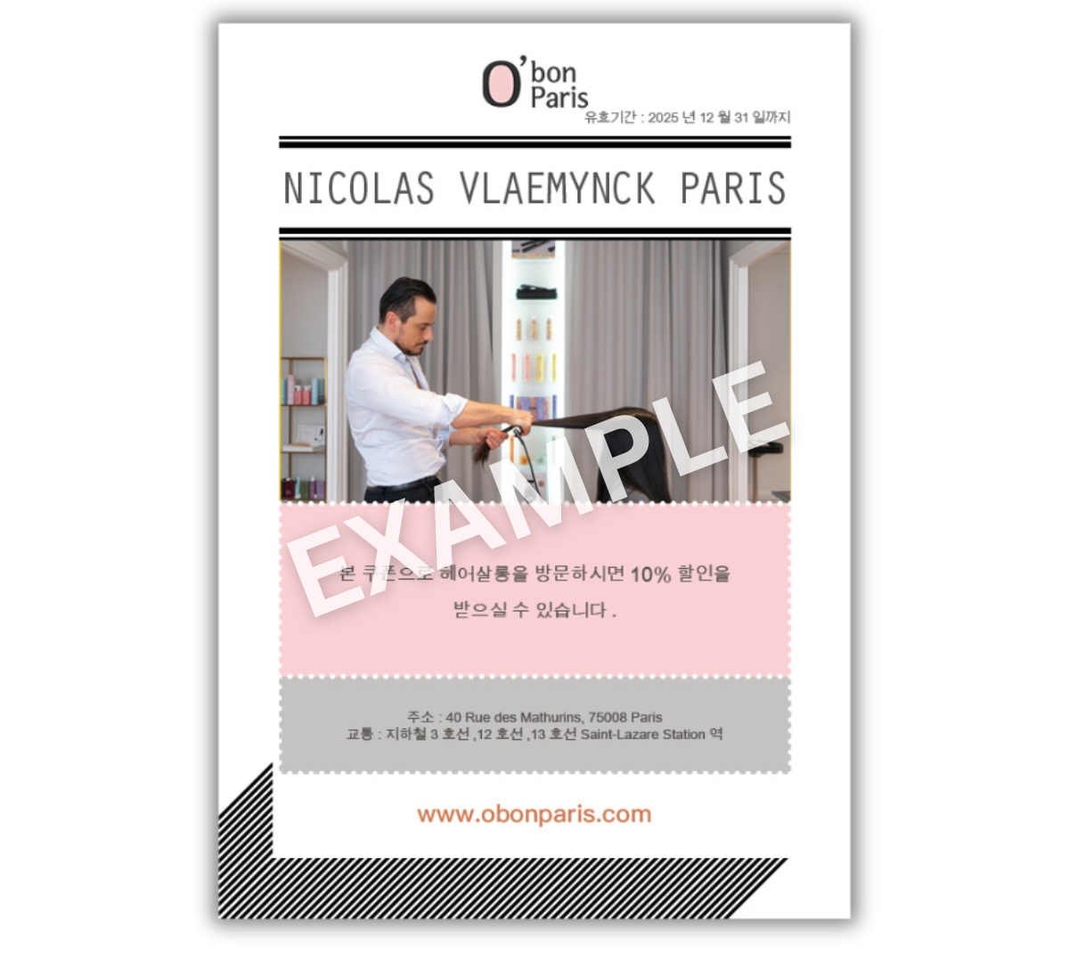 NICOLAS VLAEMYNCK PARIS HAIR SALON DISCOUNT COUPON